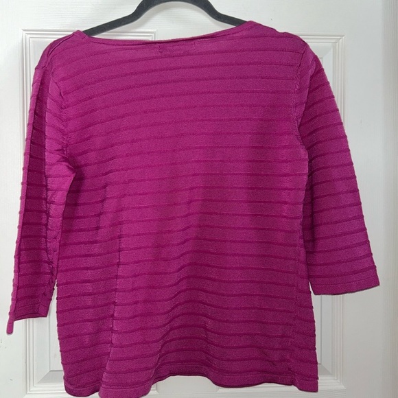 Dana Buchman Pink Striped Textured Sweater Top Large - Picture 3 of 3
